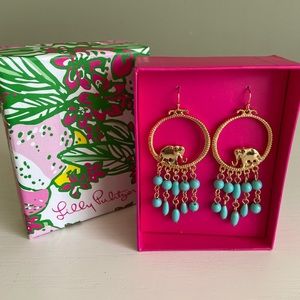 Lilly Pulitzer Gold/Blue Elephant Drop Earrings